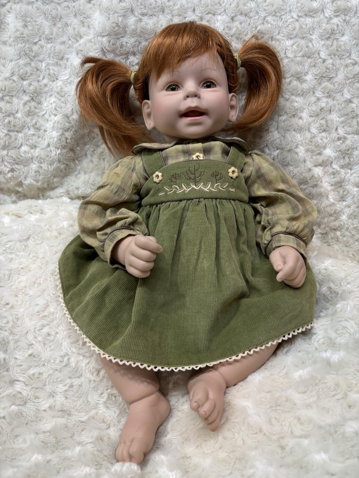 Adora Rare Baby Doll Red Hair Green Eyes Weighted Realistic Vinyl & Cloth Body