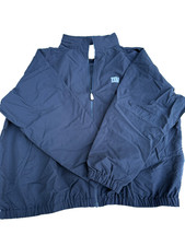 NY Giants NFL Reebok Windbreaker Jacket Men XL Black Vented with concealed hood