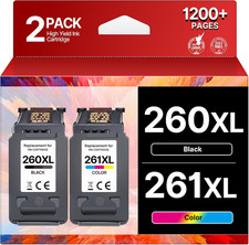260XL 261XL Replacement for Canon 260 and 261 Ink Cartridges PG-260 Black CL-261