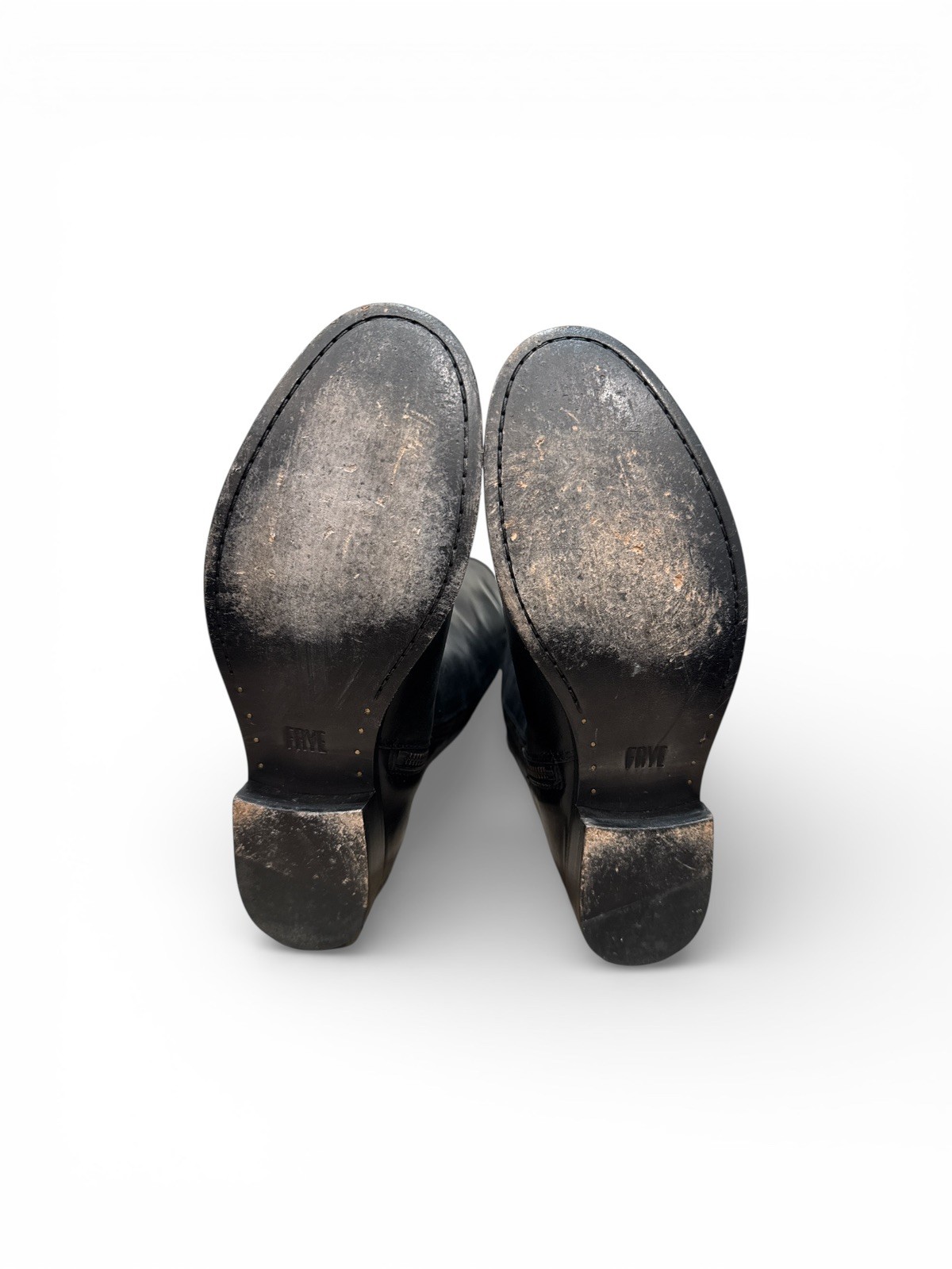 FRYE Melissa Button Inside Zip Black Leather Knee… - image 4