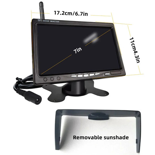 Wireless Backup Camera Rear View Cam BSD 7Inch Monitor AHD1080P for Truck Bus RV - Afbeelding 10 van 21