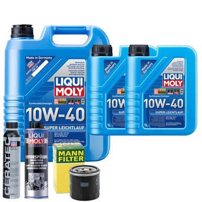 Motoröl 10W40 LIQUI MOLY Super Leichtlauf 7L +MANN Ölfilter +Spülung +Cera Tec