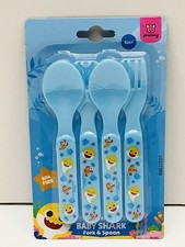 NEW Nickelodeon Baby Shark Blue Fork Spoon Set Baby Toddler Utensil Feeding 6mo