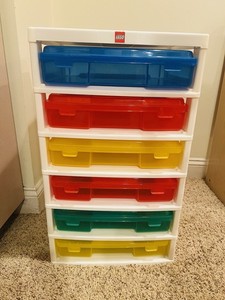 LEGO Iris 6-Storage Container Tower Drawers Bin with 2 Base Plate