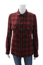 Etoile Isabel Marant Womens Wool Plaid Collared Button-Down Shirt Red Size 0