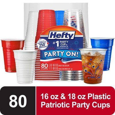 Party On Disposable Cups, 16/18 oz, 80 Ct