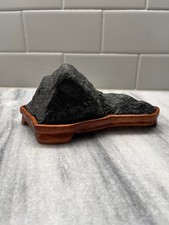 Bonsai Japonés Zen Piedra Natural Forma Montaña Base de Madera wabi-sabi