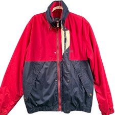 Vintage 90s Pacific Trail Mens LT Red Navy Colorblock Windbreaker Jacket Hiking