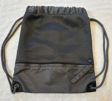 Lululemon Go Lighting Cinch Sack Gym Bag Backpack Mesh Dark Gray