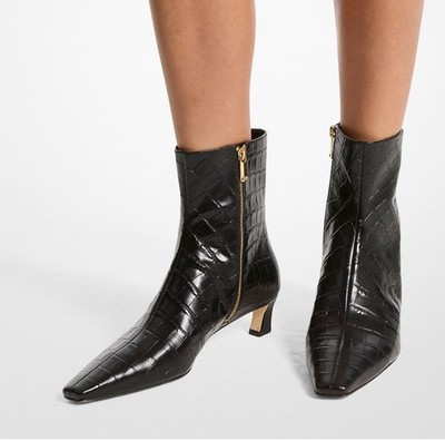 Michael Kors heeled booties 8.5 black leather Cosmo kitten heel ankle new $200