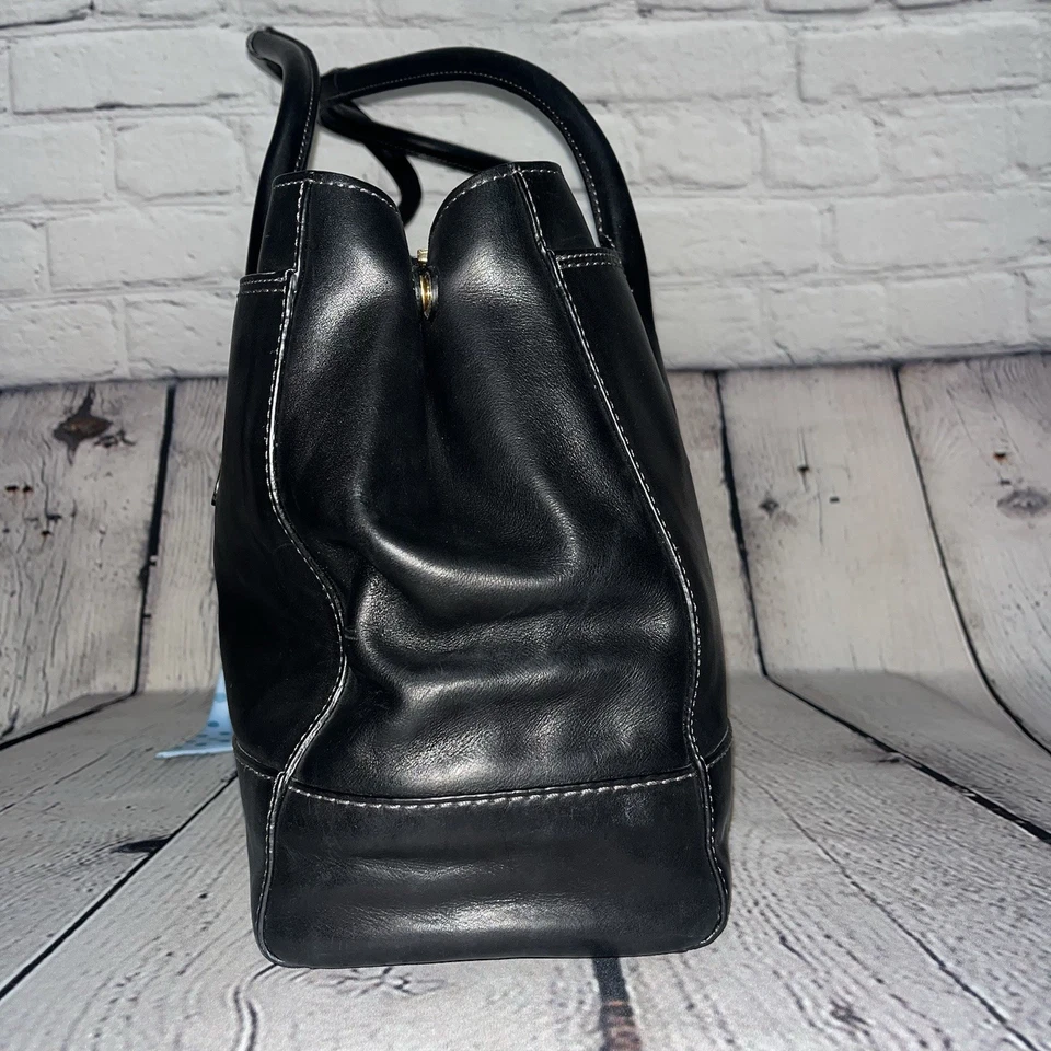 Vintage Y2K Coach Madeline Black Leather Carryall Tote Bag (Style 11555) - Image 3 of 4