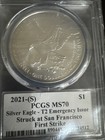 Silver 1 Oz 999 2021s Eagle Covid Yr EmilyDamstra Top Pop Pcgs  Ms70 T2 Ep — photo 4