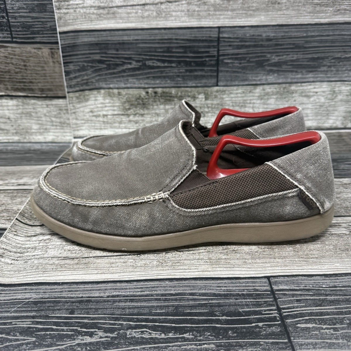 Crocs Santa Cruz 2 Luxe Shoes Men\'s Size 8 Brown Leather Slip On‎ Loafers Crocs Santa Cruz Brown Casual Shoes for Men for sale | eBay main image 3
