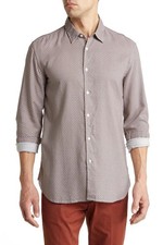 Hugo Boss Button-Down Shirt Size XL Slim Fit Geometric Patterned Long Sleeve