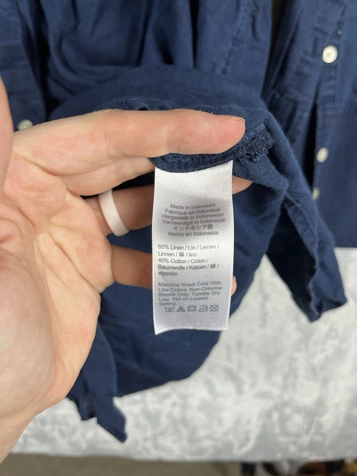 Blusa túnica J Crew Beachwear mezcla de lino abotonada natación cubierta para mujer 3X Foto 4 de 4