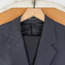 VTG DKNY Suit Mens 42R Gray 3 Button 100% Wool Pants 34x28 Flat Front Solid