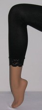 NEW FOOTLESS OPAQUE TIGHTS CAPRI LACE TRIM COLOURS 10 COLOURS