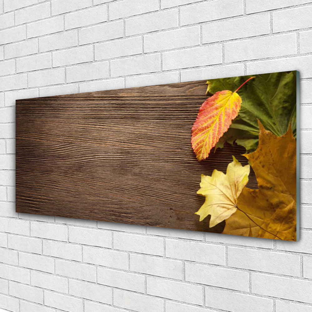 Image sur verre acrylique feuillage pour salon moderne 125x50