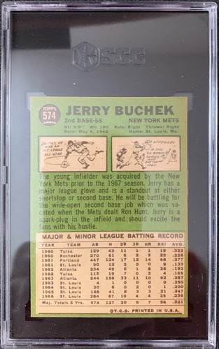 1967 TOPPS JERRY BUCHEK #574 SGC 5 EX HIGH NUMBERED SERIES POP 23 - 第 2/2 張圖片