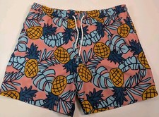 Original Use Men's 7" Elastic Waist Fruit Punch Swim Shorts Coral Pink XL