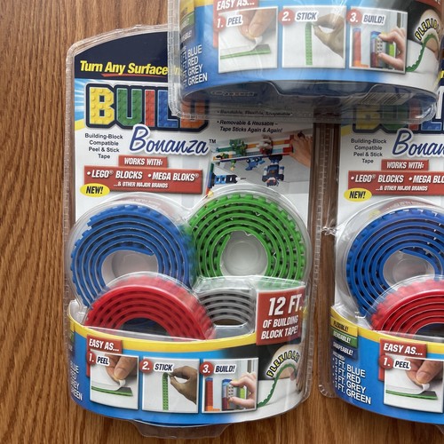 LOT 3 Build Bonanza Self Adhesive Tape Works Building Block Wall Kids Toy As See - Picture 2 of 5