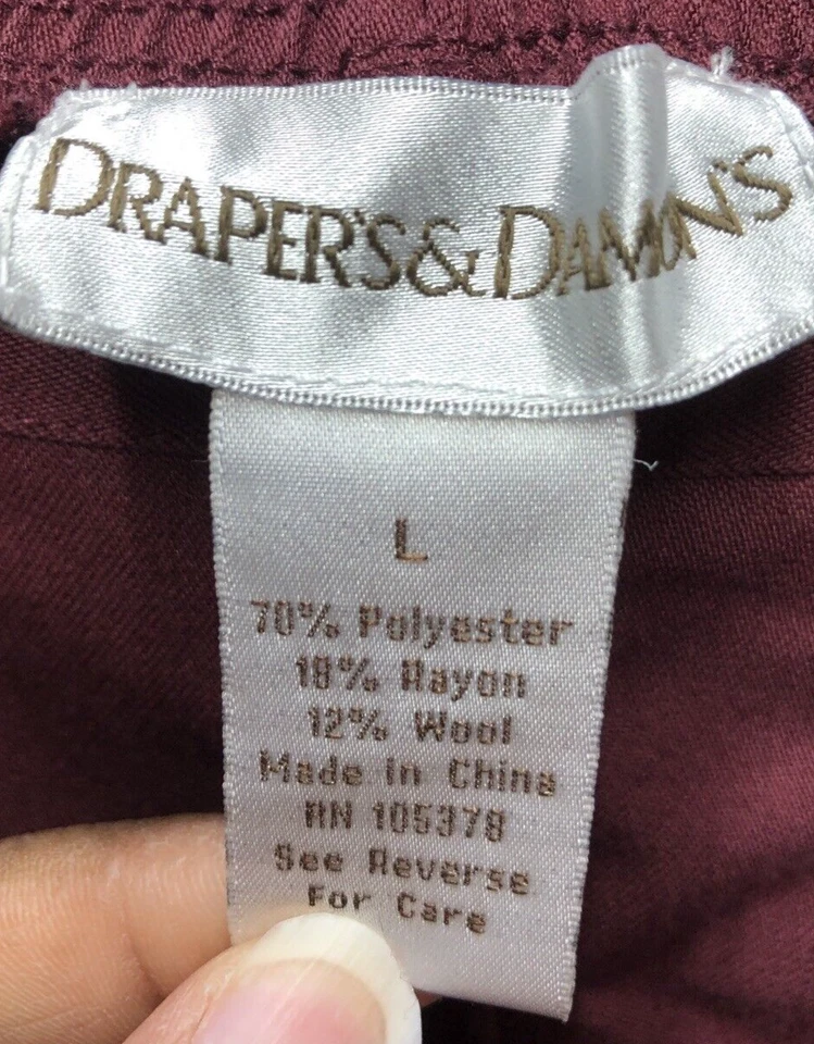 Pantalones Drapers & Damon’s Mujer Talla Grande Borgoña Granate Cintura Elástica Foto 4 de 4