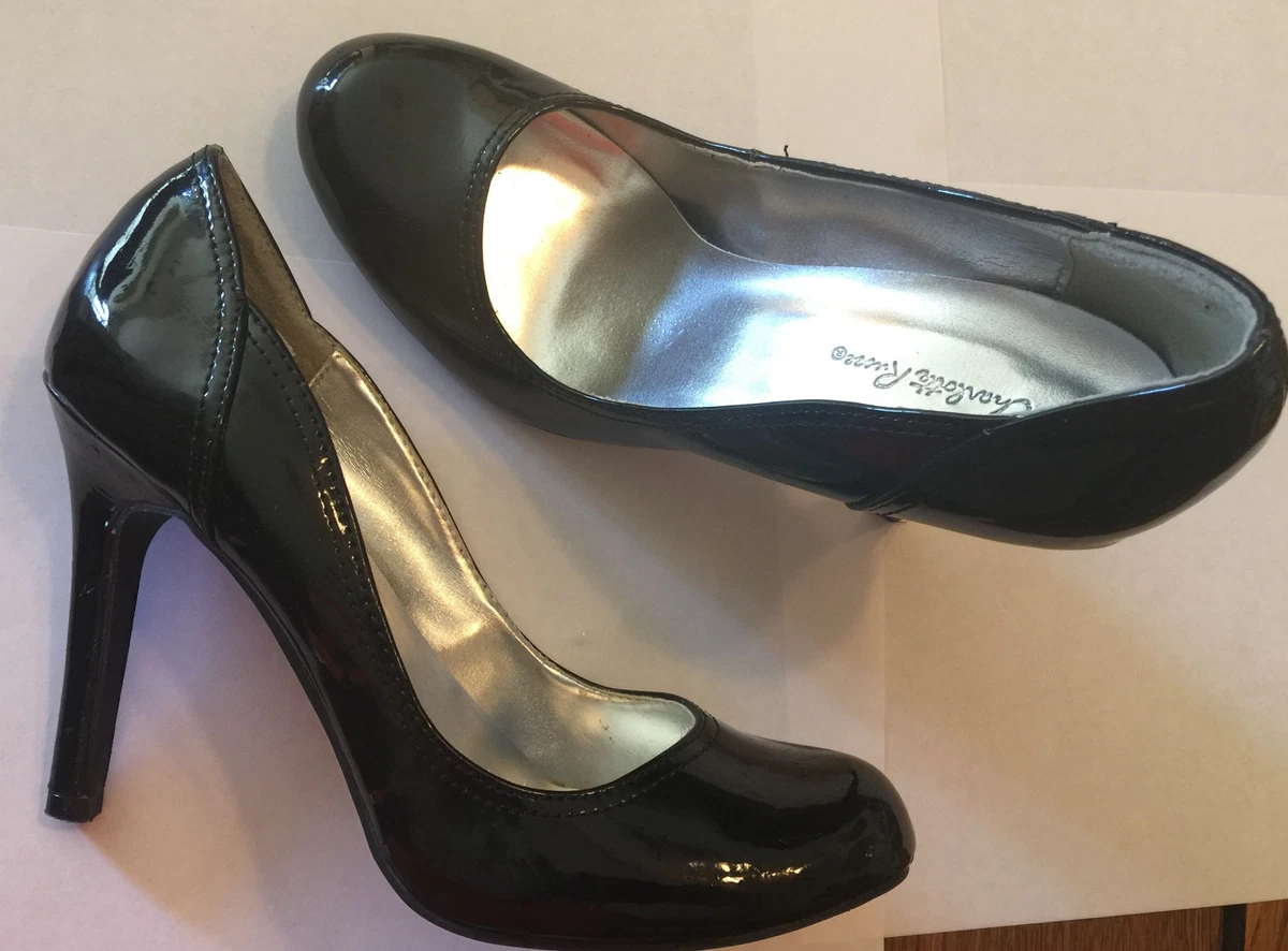 Black vinyl heels hotsell
