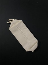 Burberry Cream Canvas Embossed Logo Makeup Pouch