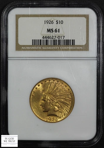 1926 $10 Ten Dollar Indian Head Gold Eagle NGC MS 61