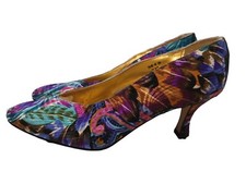 Vintage 90s J Renee Peacock Print Classic Multicolor Women's Pumps Size 7M