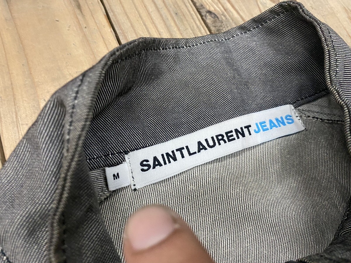 YSL グレー ジャケット グレインラムスキン製 バイカージャケット | Saint Laurent サン