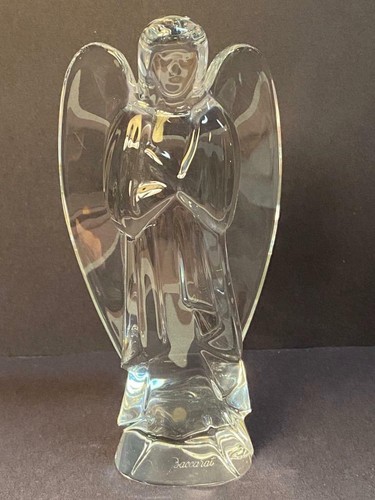 Baccarat French Art Glass Angel with Folded Arms Clear Color Figurine GREAT COND - 第 1/10 張圖片
