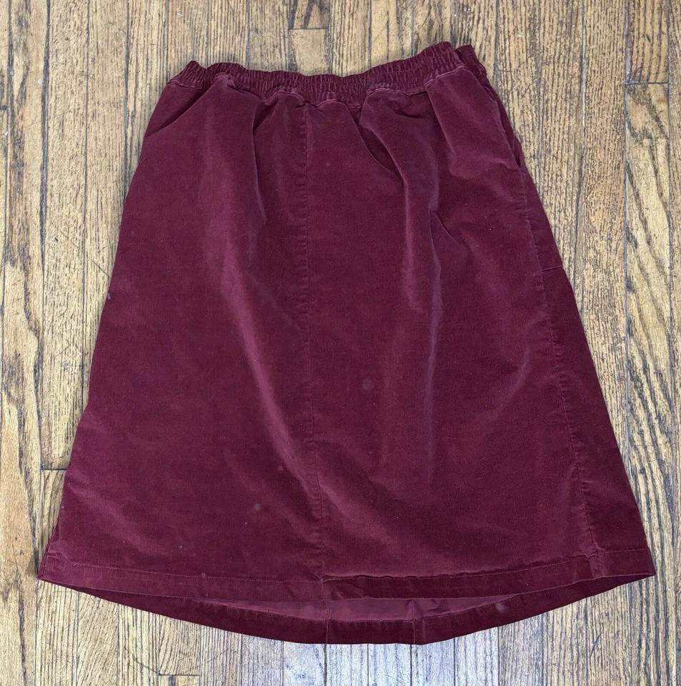 Cotton Traders Burgundy Corduroy Skirt Size 14 Big Pockets Preppy Goblin Core - Image 4 of 4