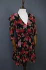 Kooples X Sport Black Floral 3/4 Sleeve Ruffle Modern A-Line Short Dress Size 1