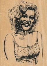 Lady With Flower 2 x 3" Rubber Stamp, Woman Stamp, Lady Stamp
