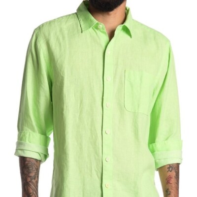 Tommy Bahama Sea Glass Breezer Long Sleeve Shirt Glowing Green 100% Linen  Size L | eBay