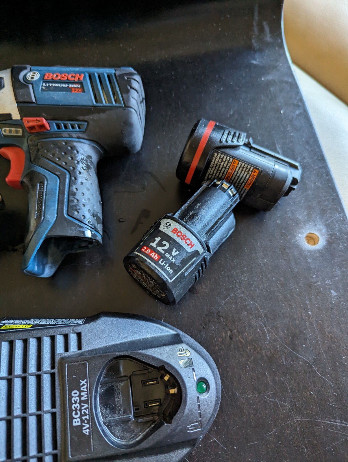 Bosch GWB 12 V-Li 12v Cordless Angle Drill Two Batteries And Impact Driver