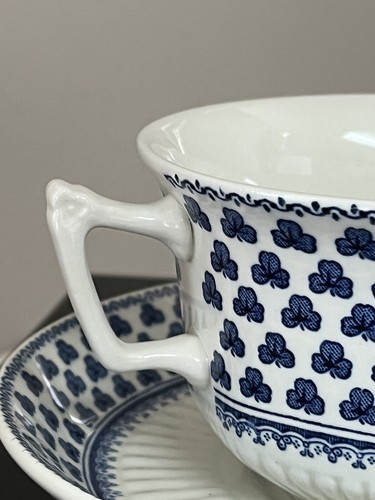 Adams Real English Ironstone CUP And SAUCER SET Brentwood Blue Flowers/Shamrocks - Picture 7 of 9