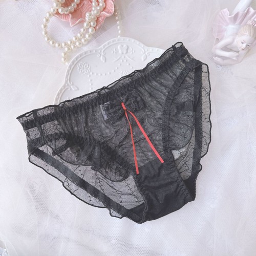 Ropa Interior Transparente Lolita Encaje Mujeres Niña Calzoncillos Bragas Retro Lazo Volantes Malla - Imagen 13 de 13