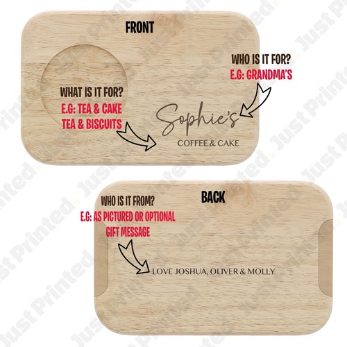 Personalised Custom Engraved Wooden Tea & Biscuit Board Serving Board Gift - Picture 3 of 3