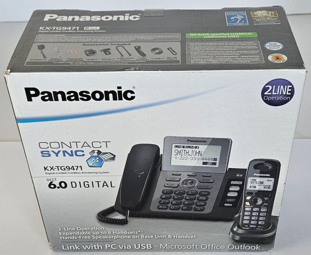 Panasonic KXTG9471 2Line Corded/Cordless Phone Digital Answering SYNC DECT 6.0 eBay