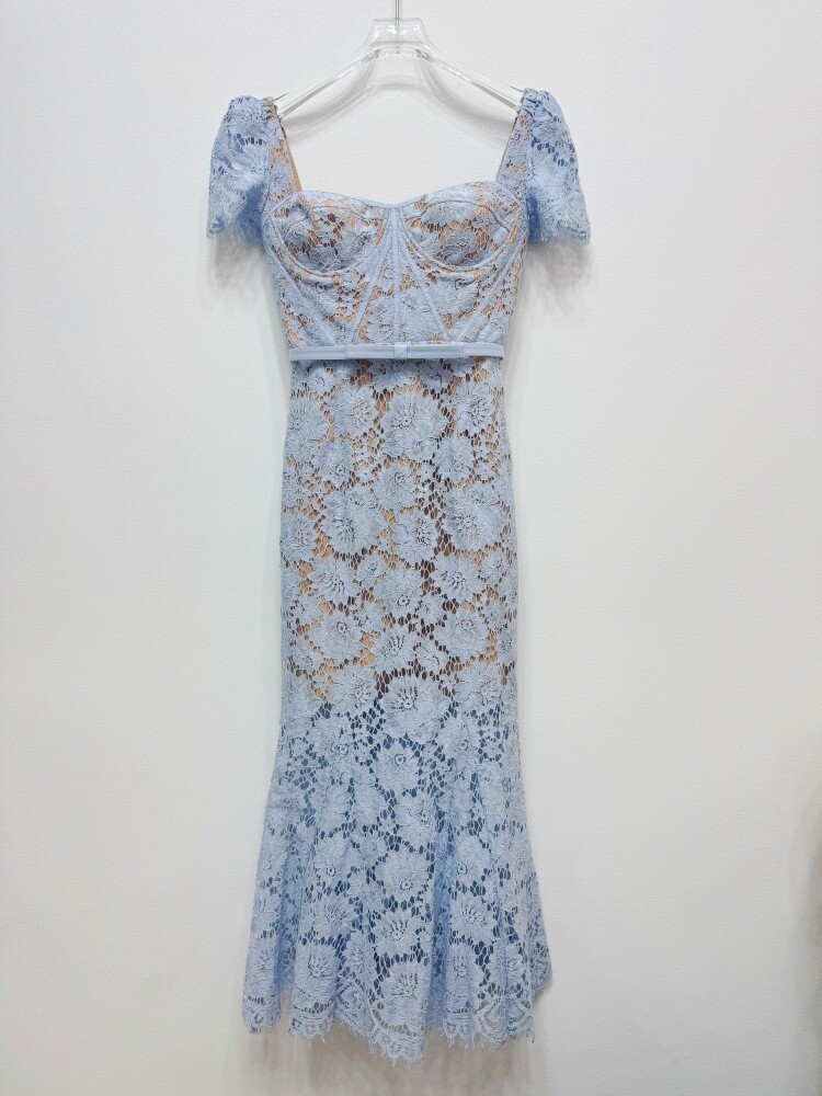 Women Self-Portrait Blue White Lace Fishtail Dresses | eBay