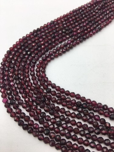 Natural Garnet Faceted Round Beads 2mm 3mm 4mm 5mm 15.5" Strand - Picture 5 of 6