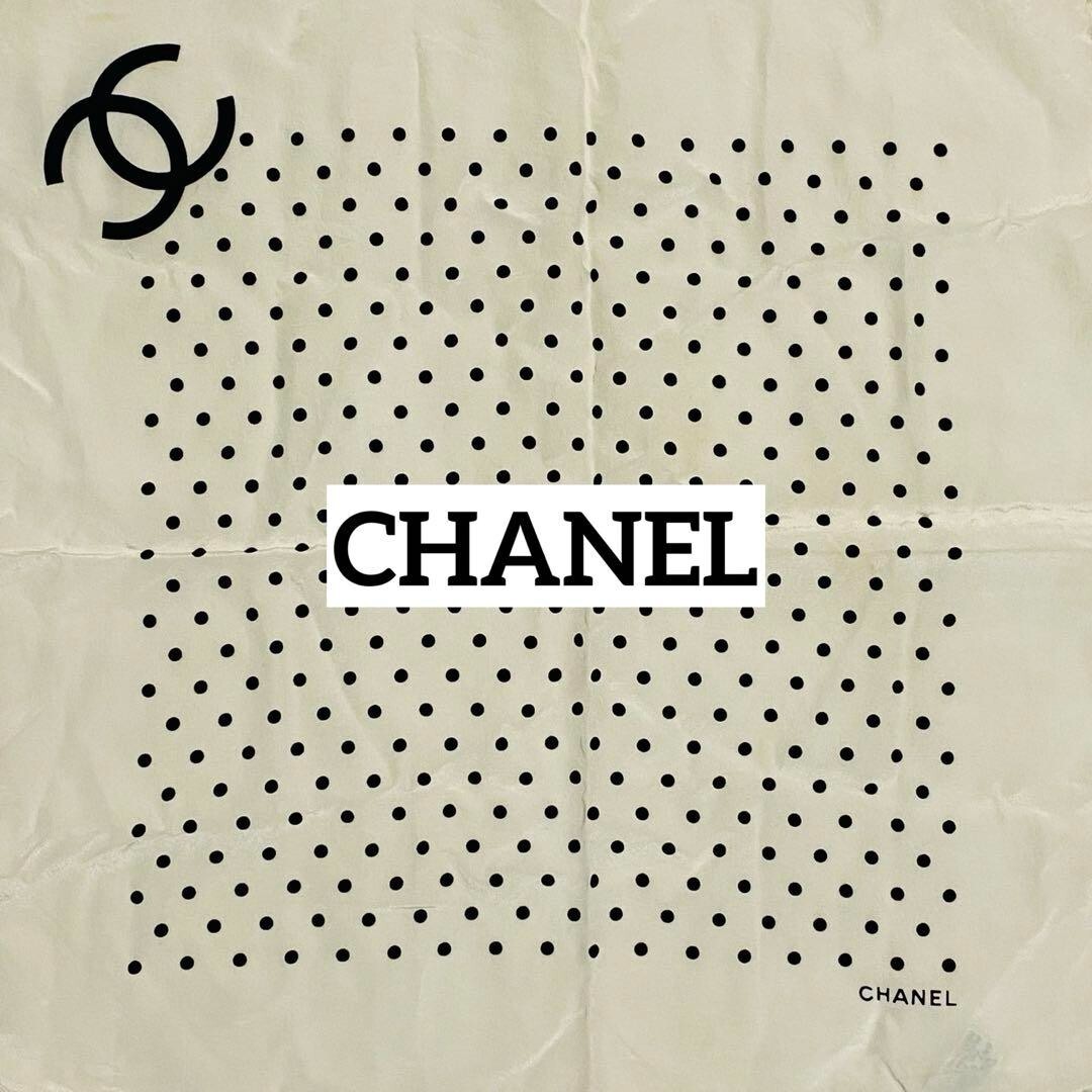 CHANEL Mini scarf silk Coco Mark dot size 15.7inx15.7in