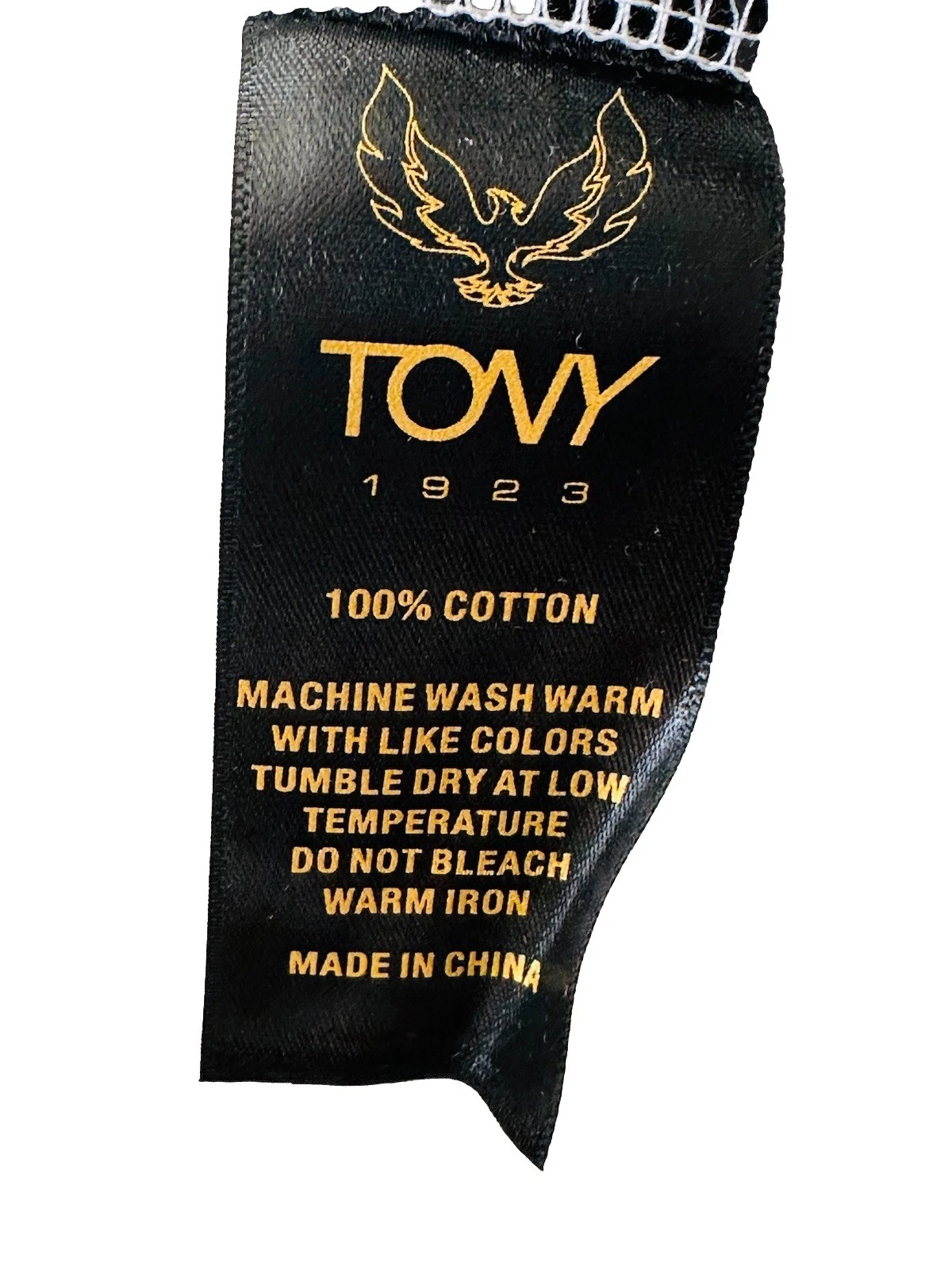 NWT TONY LOGO EMBROIDERED T- SHIRT VANILLA BEIGE COTTON MEN SIZE L SHORT SLEEVE - product detail image 8
