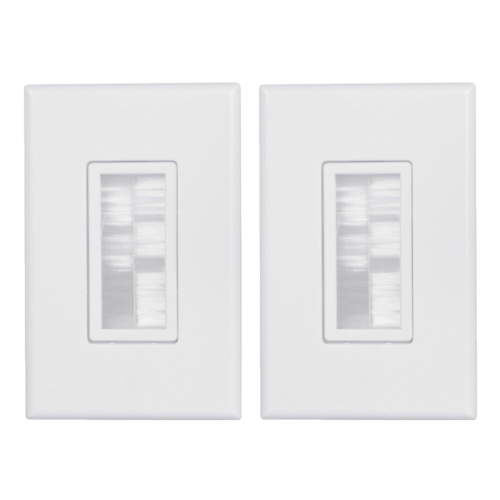 Screwless Brush Wall Plate Decora Style Cables Pass Through Management Kit 2Pack