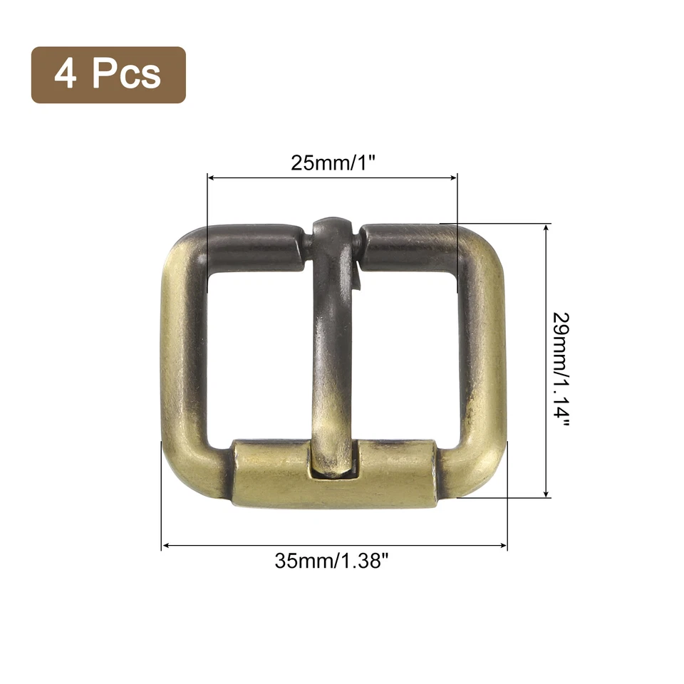 4Pcs Metal Roller Buckles 25mm Slider Movable Bar Strap Adjuster (Bronze Tone) — 第 2/4 张图片