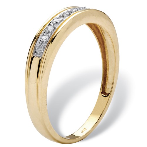 Men's 1/10 TCW Round Diamond 10k Yellow Gold Anniversary Ring Wedding Band - 第 2/4 張圖片