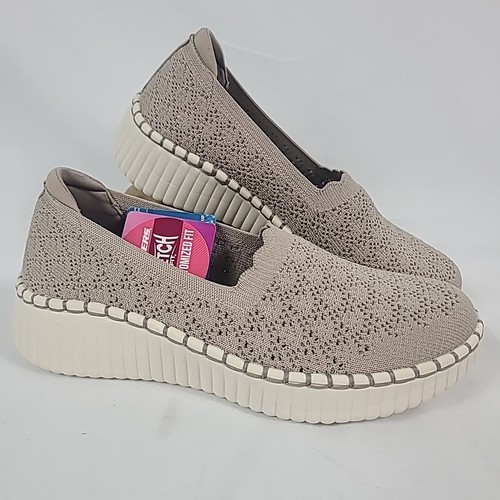 NEU Skechers Wilshire Blvd Damen-Slipper taupe Freizeit flach Größe 6 vegan