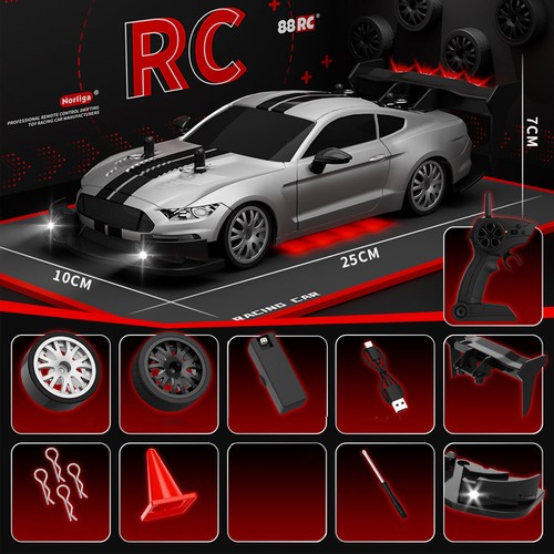 Silver Half Ratio RC Remote Control Car 4WD Drift Car Remote Control Car Toy NSt - Picture 6 of 10